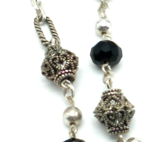 Fleur-De-Lis Filigree Pendant Beaded Necklace - Picture 6 of 14